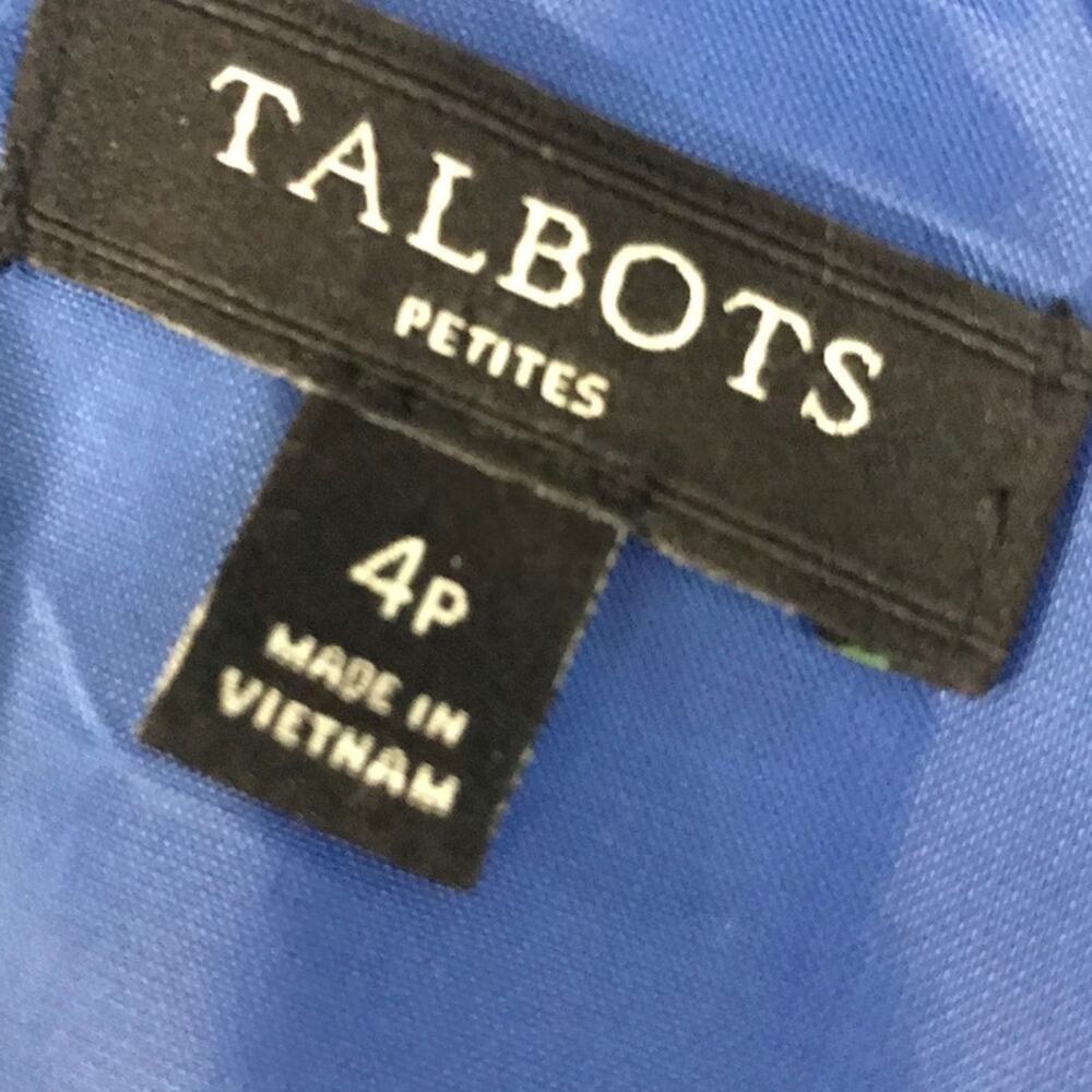 TALBOTS Blue Linen Sleeveless Sheath Dress with V Neckline SZ 4 Petite - Picture 3 of 6